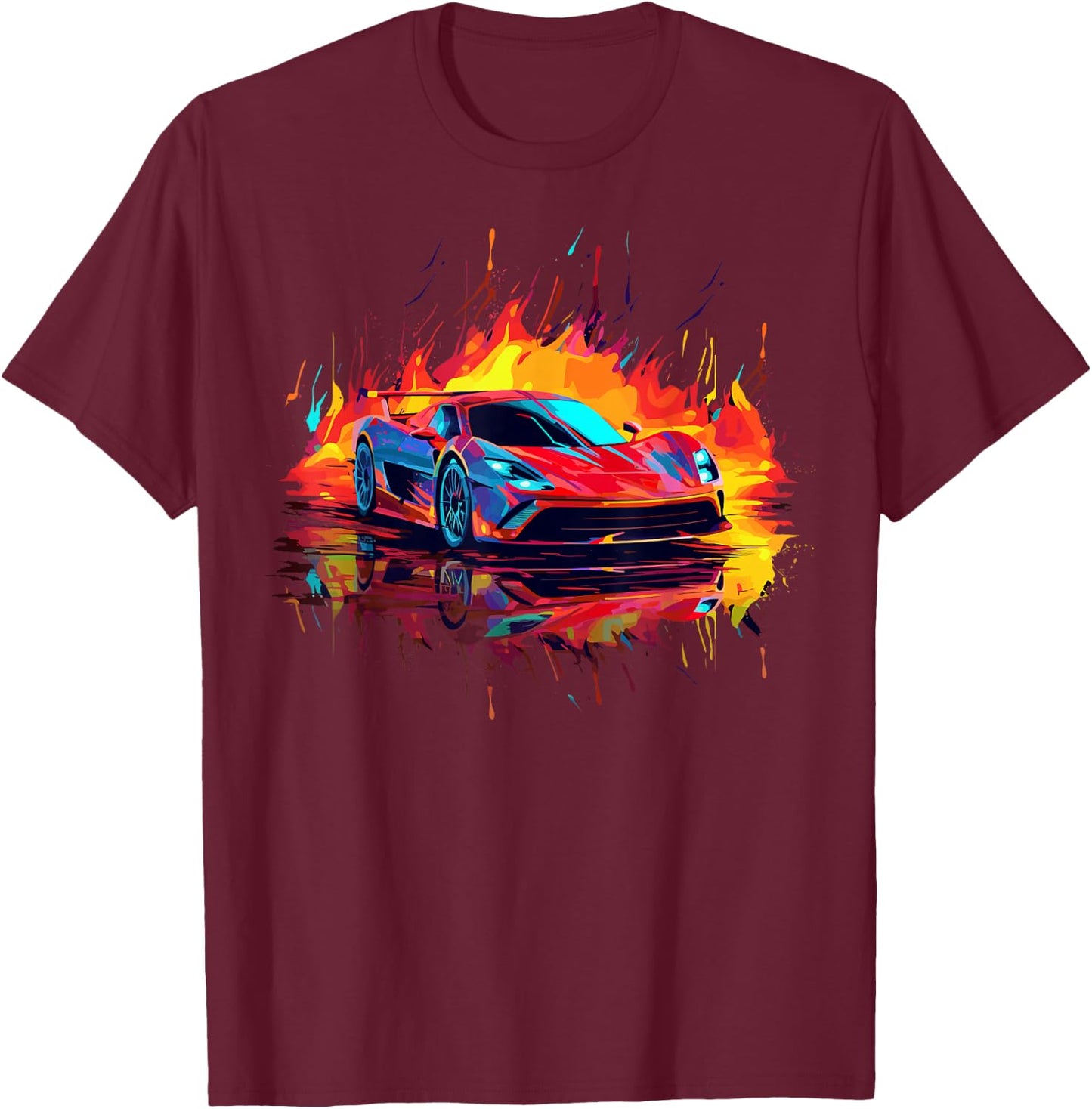Supercar Exotic Sports Car Concept Poster Style Boys Graphic T-Shirt - T-Shirt | Maroon