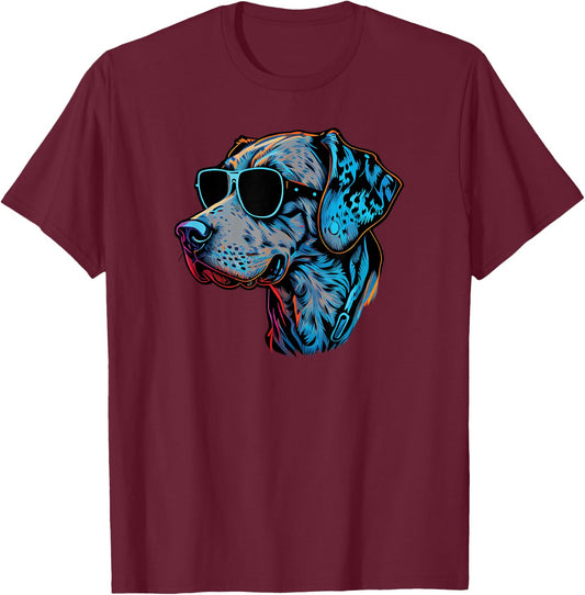 Dad Mom Cool Dog Sunglasses - Catahoula Leopard T-Shirt - T-Shirt | Maroon