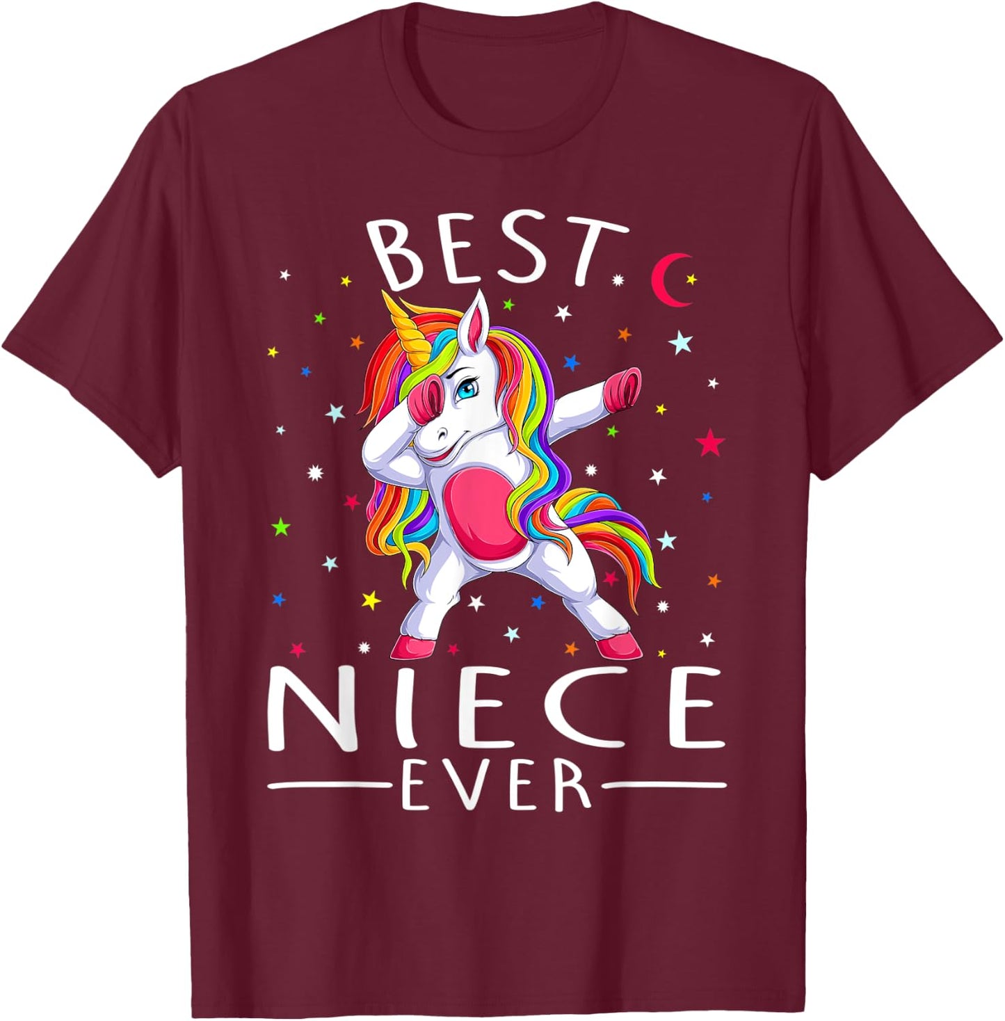 Best Niece Ever Dabbing Unicorn T-Shirt - T-Shirt | Maroon