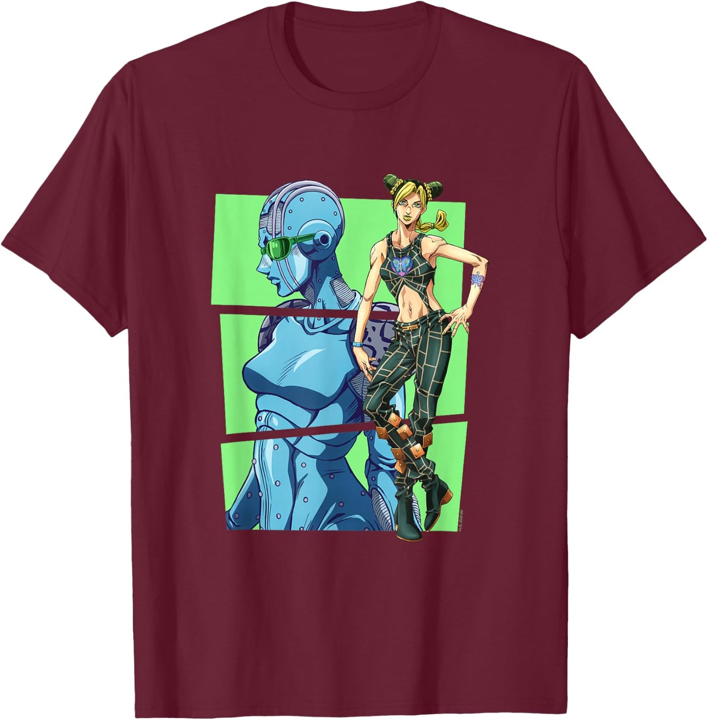 JoJo's Bizarre Adventure Part 6 Jolyne & Stone Ocean Blocks T-Shirt - T-Shirt | Maroon