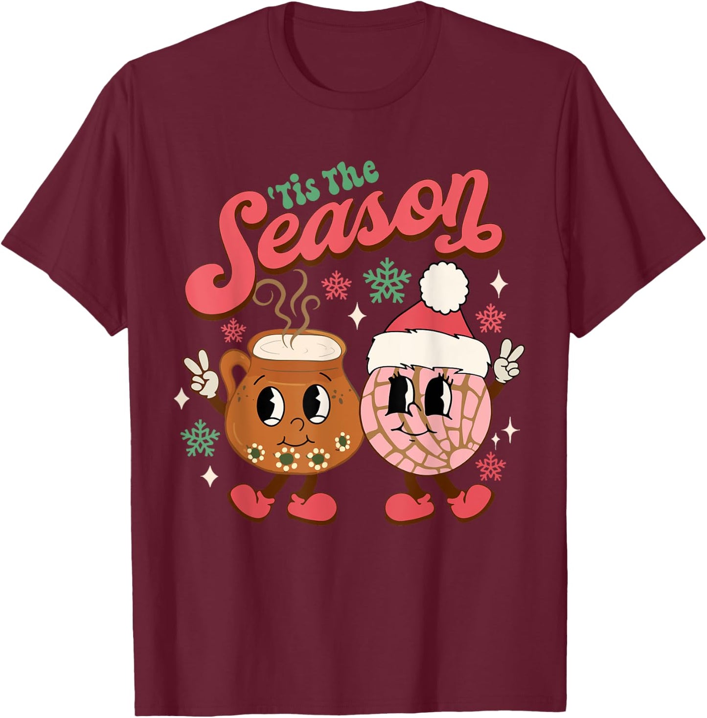 Christmas Tis The Season Mexican Concha Pan Dulce Christmas T-Shirt - T-Shirt | Maroon
