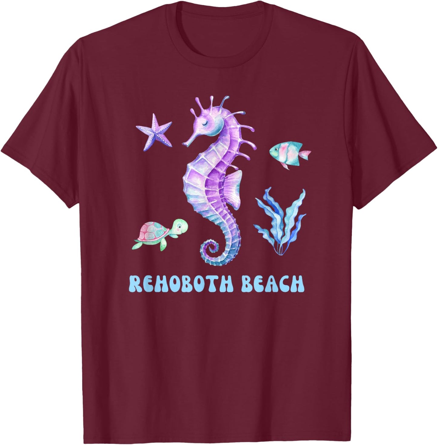 Rehoboth Beach Delaware Vacation Cute Purple Women Girls T-Shirt - T-Shirt | Maroon