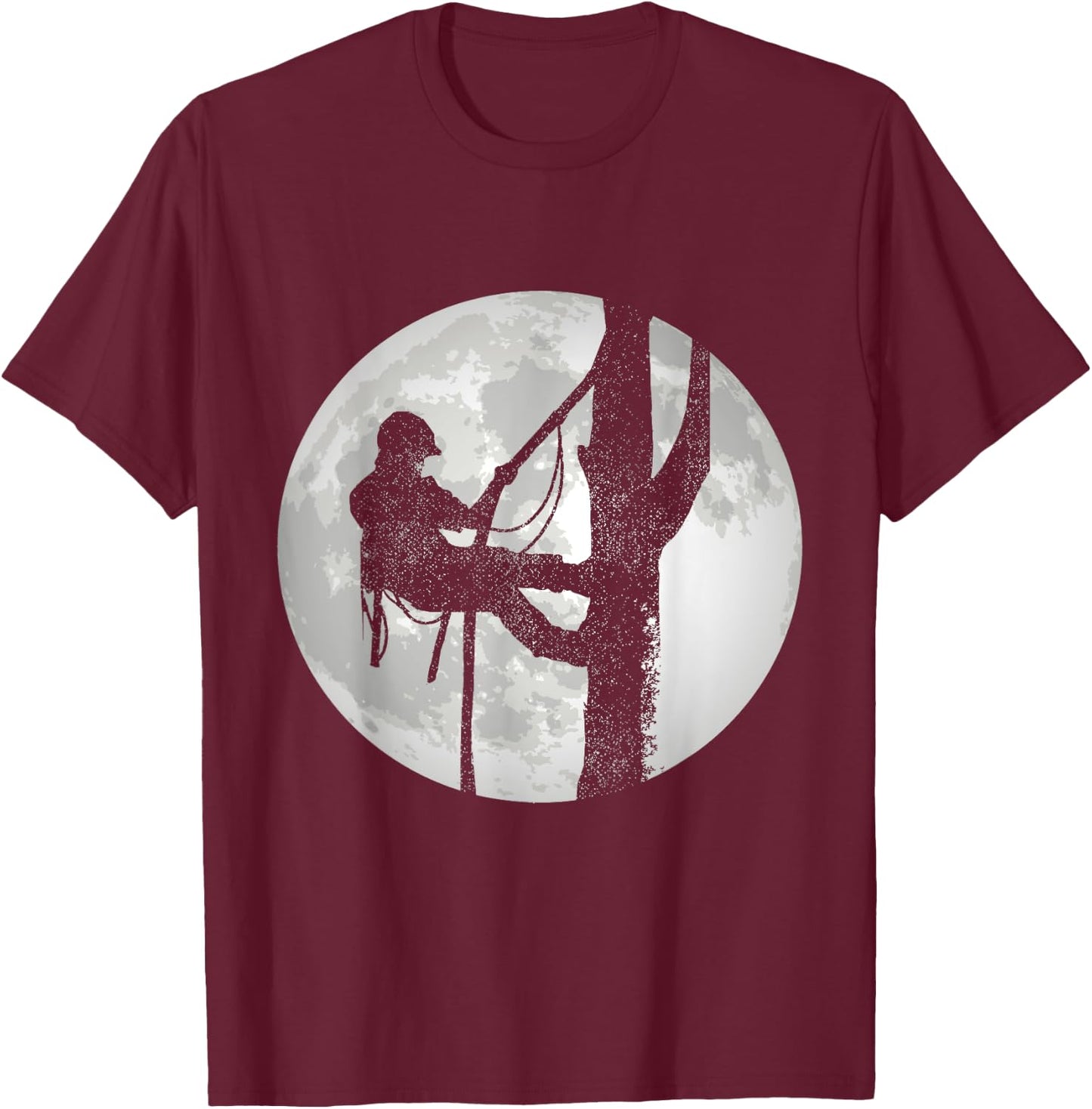 Outdoorsman Lumberjack Tree Climber Moon Logger Arborist T-Shirt - T-Shirt | Maroon