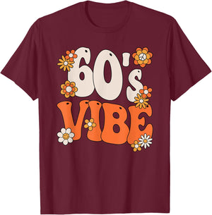 60s Vibe Costume 60s Party Outfit Groovy Hippie Peace Retro T-Shirt - T-Shirt | Maroon