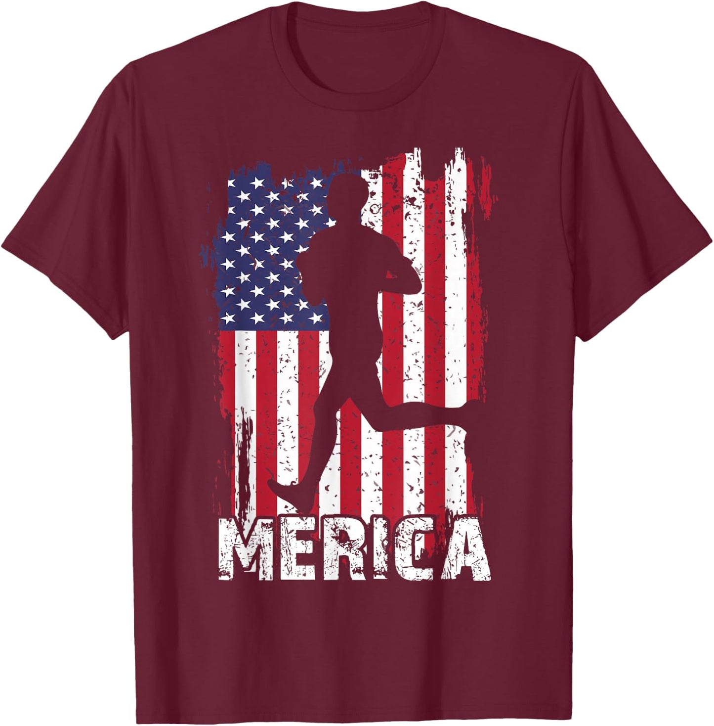 Patriotic 4th Of July Running-Shirt Runner US Flag Men Women T-Shirt - T-Shirt | Maroon