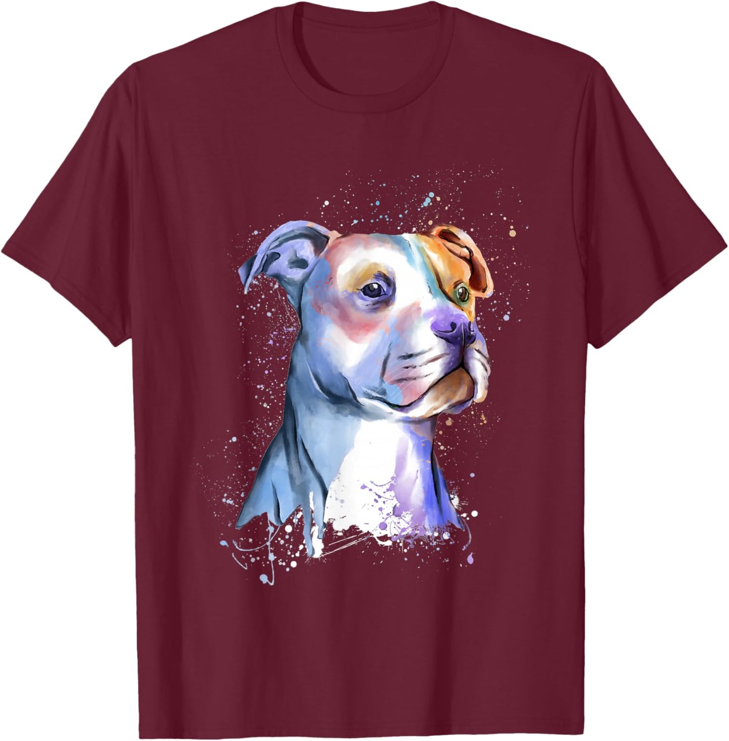 Colorful Pitbull Splash Artwork - Pet Breeder Dog Trainer Women Girls Kids T-Shirt - T-Shirt | Maroon
