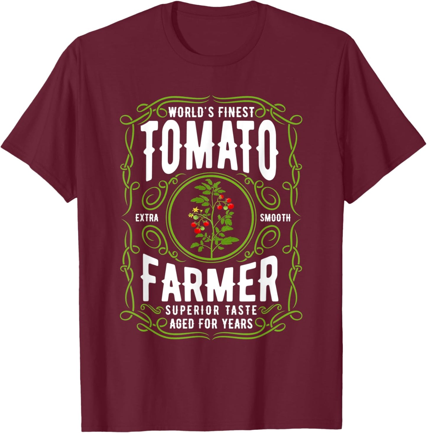 Worlds Finest Tomato Farmer, Funny Tomato Gardening T-Shirt - T-Shirt | Maroon