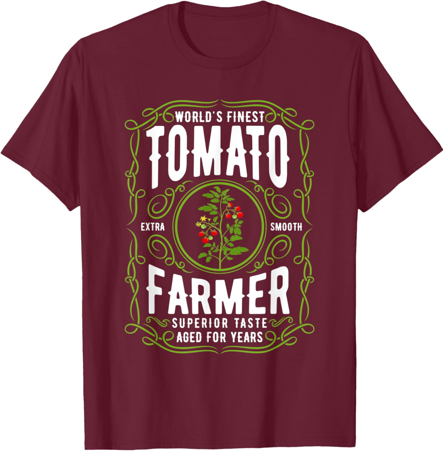 Worlds Finest Tomato Farmer, Funny Tomato Gardening T-Shirt - T-Shirt | Maroon
