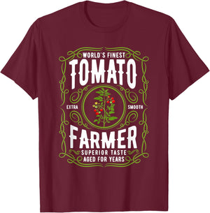 Worlds Finest Tomato Farmer, Funny Tomato Gardening T-Shirt - T-Shirt | Maroon