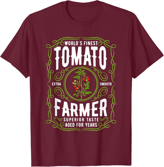 Worlds Finest Tomato Farmer, Funny Tomato Gardening T-Shirt - T-Shirt | Maroon