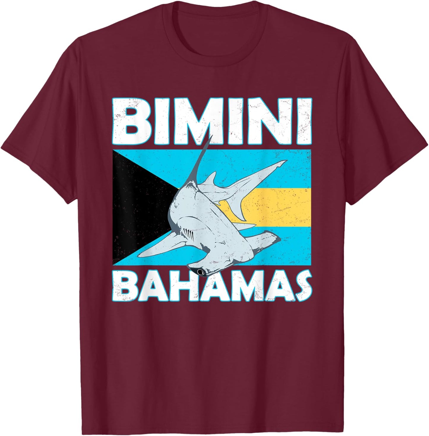 Hammerhead Shark Bimini Bahamas T-Shirt - T-Shirt | Maroon