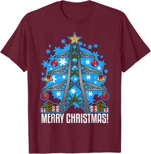 Electrician Gifts Men Women Ugly Christmas Electrician T-Shirt - T-Shirt | Maroon