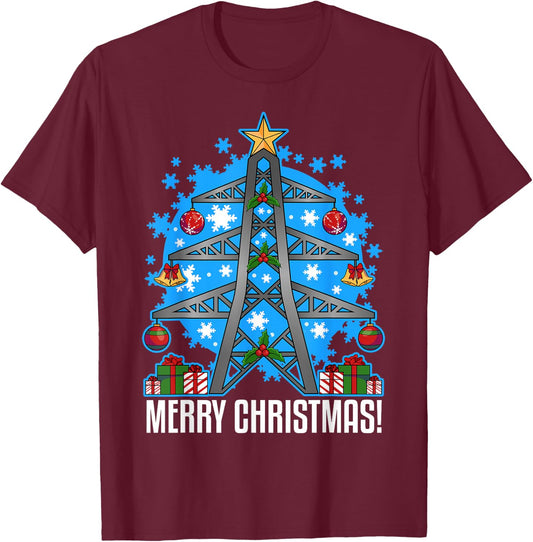 Electrician Gifts Men Women Ugly Christmas Electrician T-Shirt - T-Shirt | Maroon