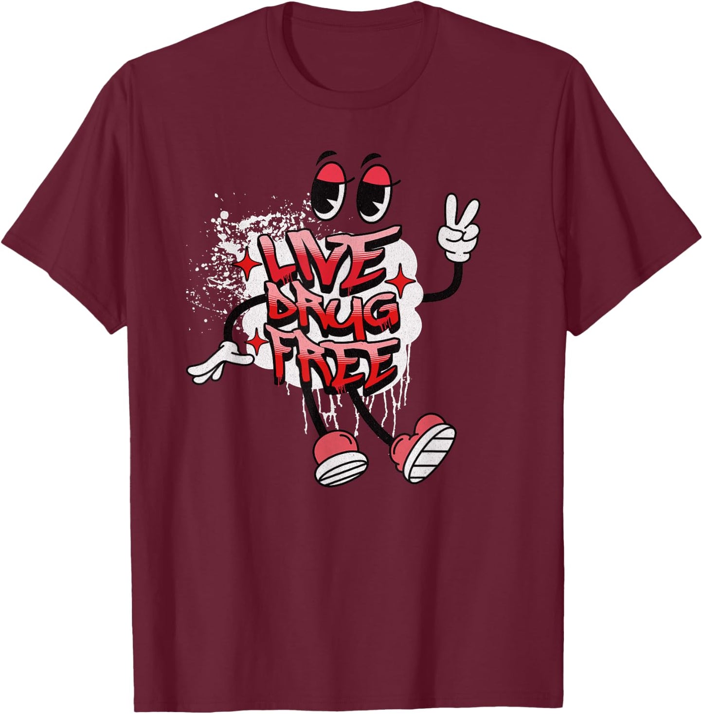 Live Drug Free Red Ribbon Week Awareness T-Shirt - T-Shirt | Maroon