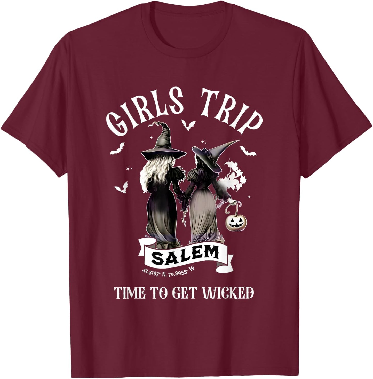 Girls Trip Salem Vintage Halloween T-Shirt - T-Shirt | Maroon
