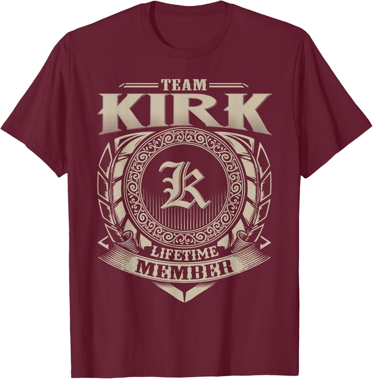 Team KIRK Lifetime Member Surname KIRK Family Name Vintage T-Shirt - T-Shirt | Maroon