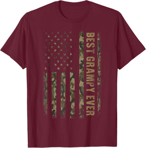 Best Grampy Ever Camouflage American Flag Father's Day T-Shirt - T-Shirt | Maroon