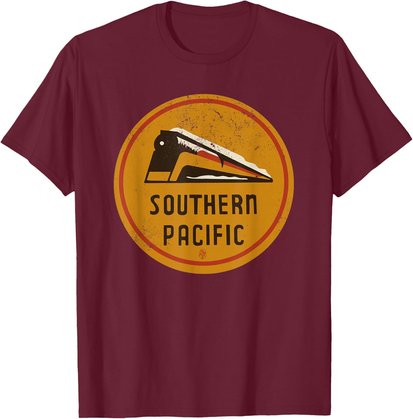 Retro Vintage Southern Pacific Railroad T-Shirt - T-Shirt | Maroon