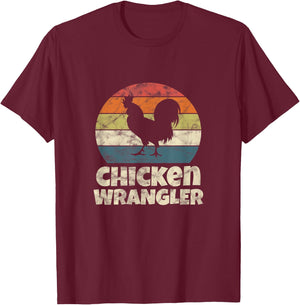 Chicken Wrangler Farmer Rooster Farming Vintage T-Shirt - T-Shirt | Maroon