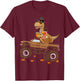 Happy Thanksgiving dinosaur Turkey Riding truck kids boys T-Shirt - T-Shirt | Maroon