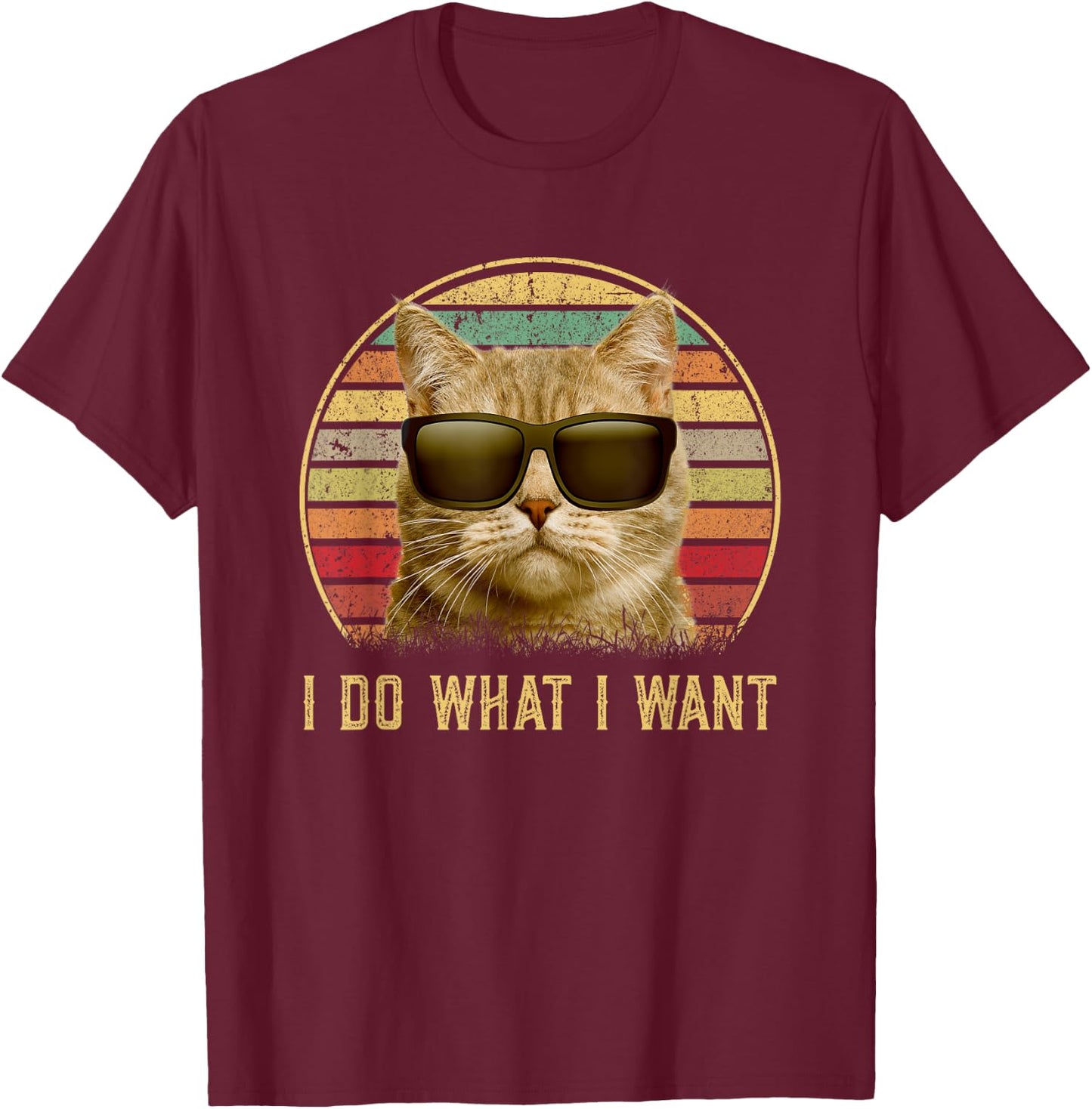Retro 80s 90s Meowy I do what I want cat funny cat lover T-Shirt - T-Shirt | Maroon