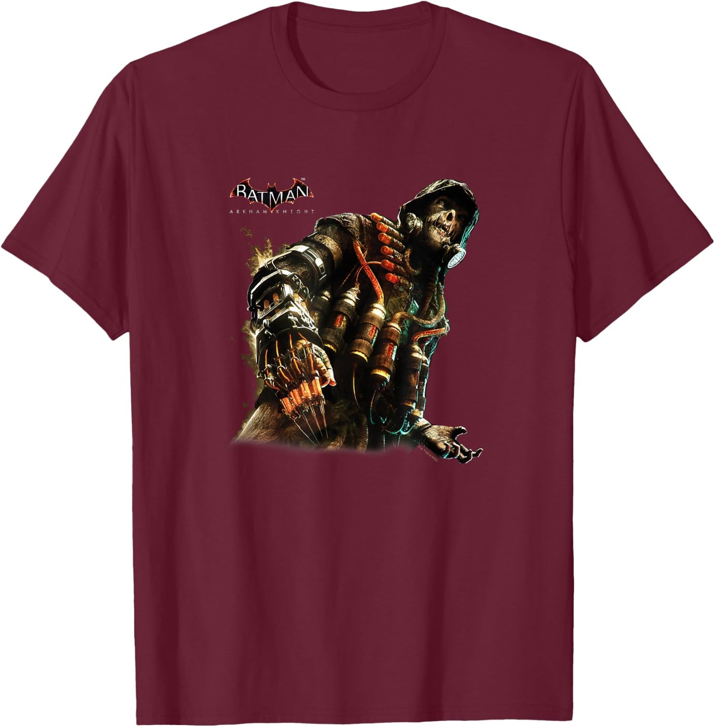 Batman: Arkham Knight Scarecrow Menacing Supervillain Poster T-Shirt - T-Shirt | Maroon