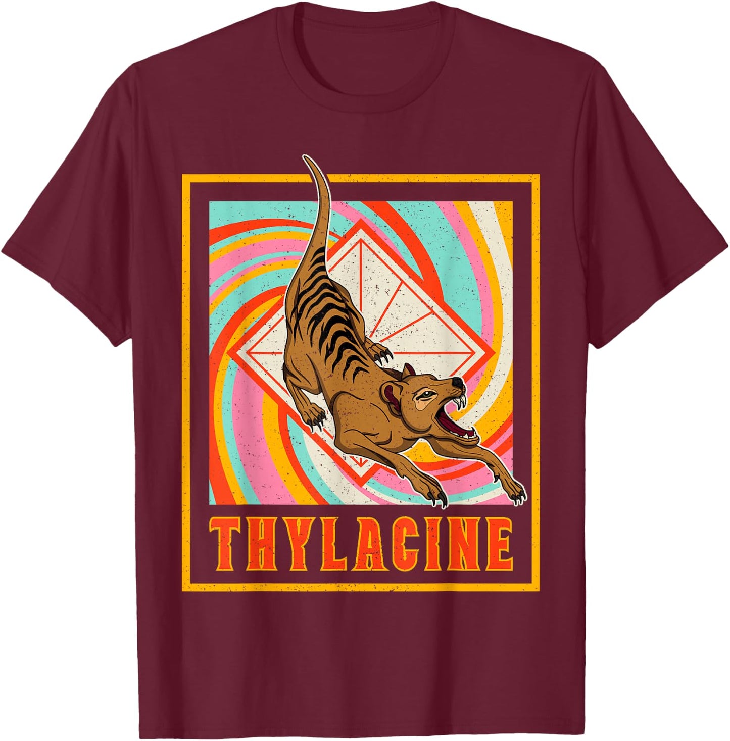 Thylacine Tasmanian Biologist Nation Cynocephalus Tasmania T-Shirt - T-Shirt | Maroon