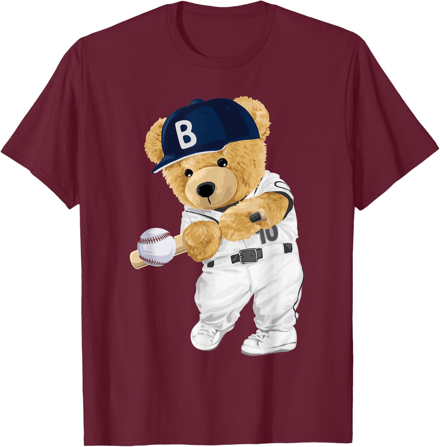 Cute teddy bear baseball hitter T-Shirt - T-Shirt | Maroon