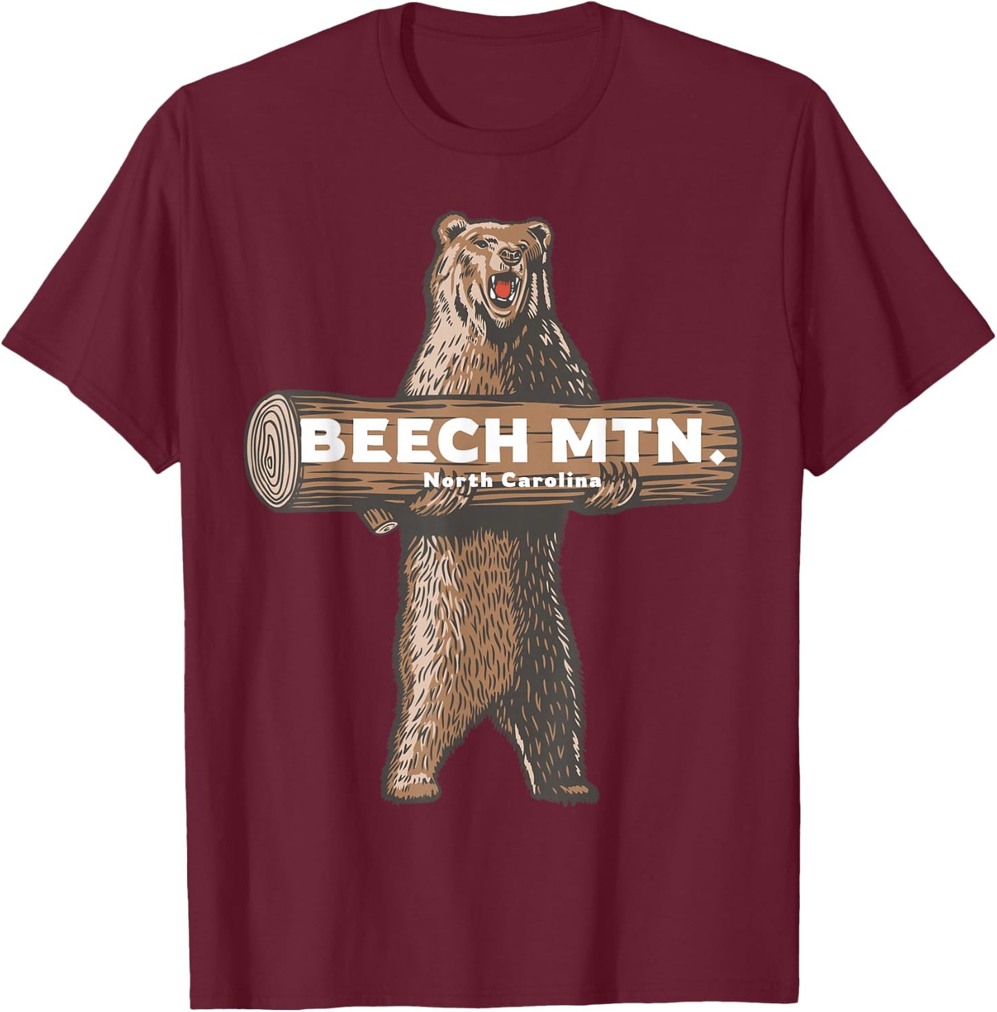 Beech Mountain North Carolina NC Bear Vacation Souvenir T-Shirt - T-Shirt | Maroon