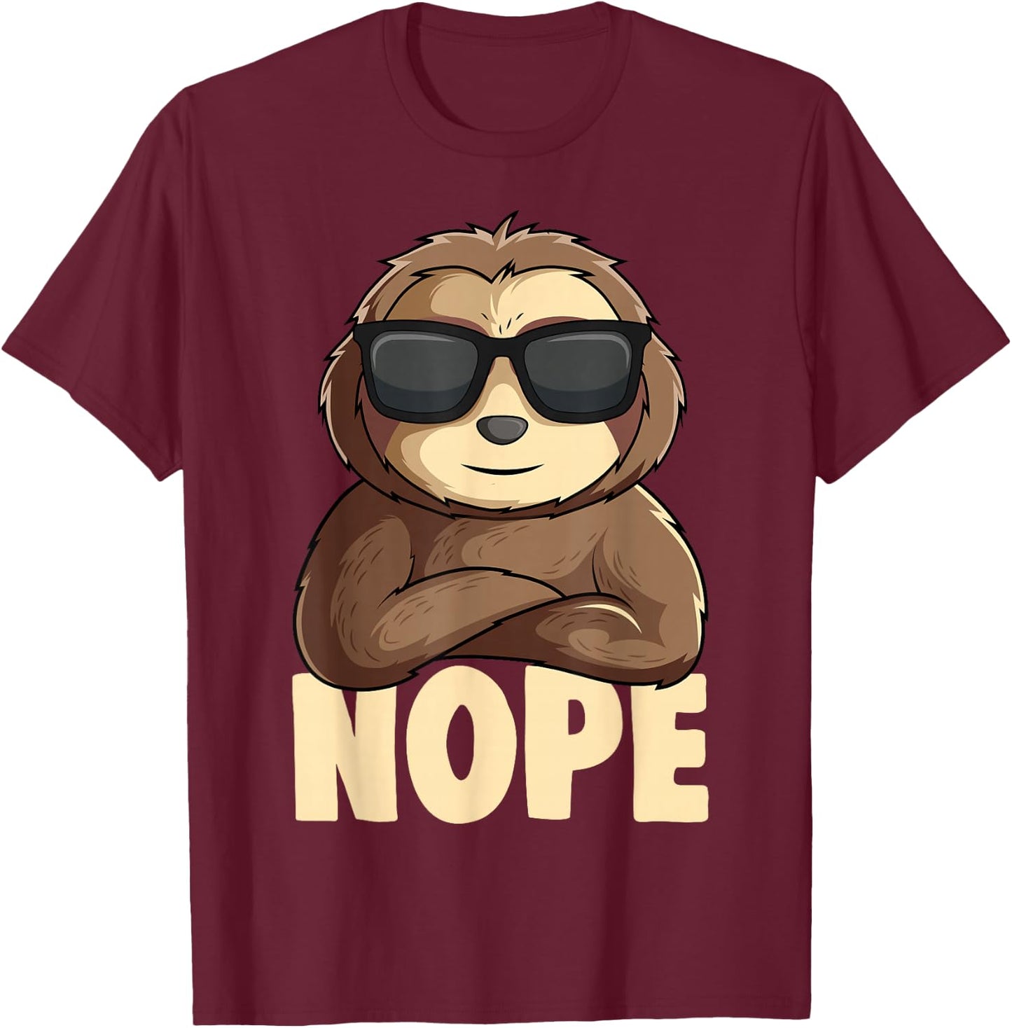 Nope Sloth Women Kids Girls Boys Youth T-Shirt - T-Shirt | Maroon