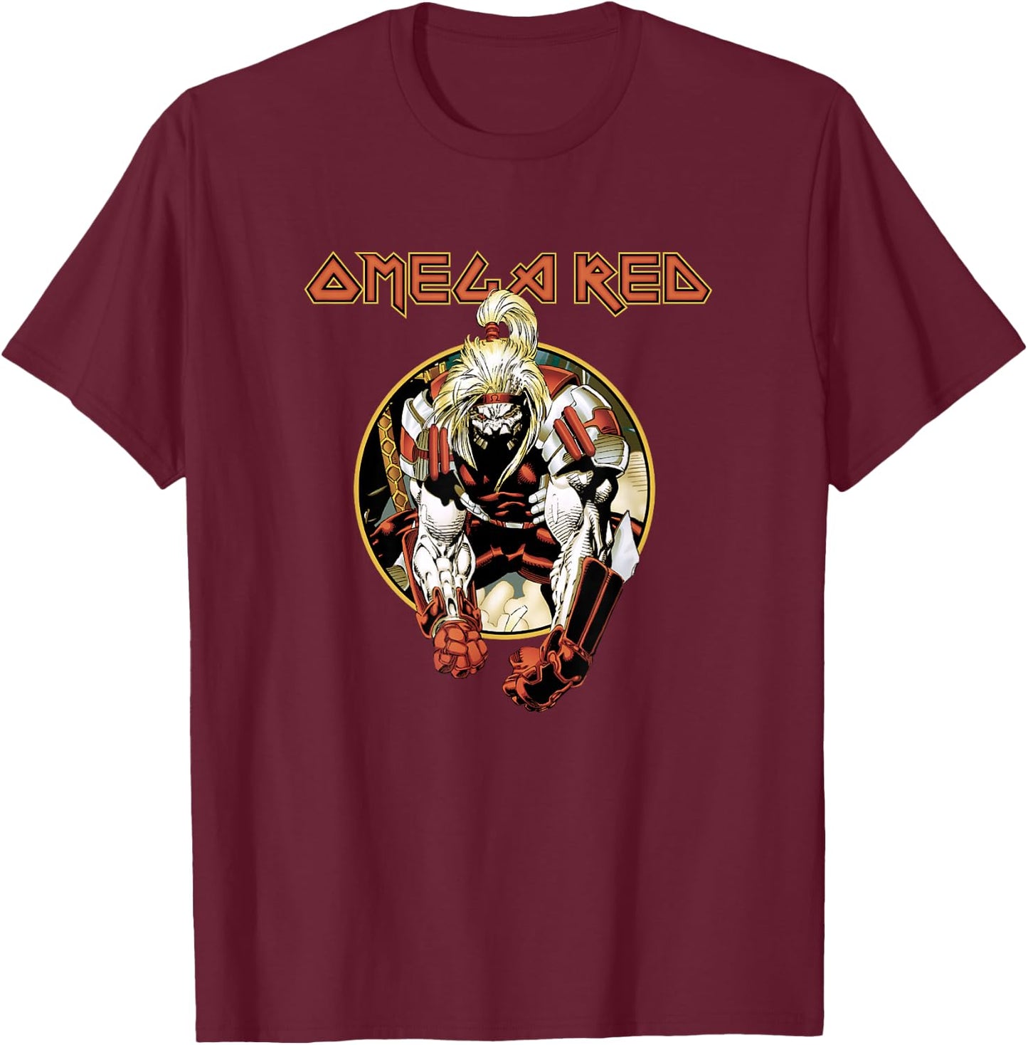 Marvel X-Men Omega Red Vintage Circle Portrait T-Shirt - T-Shirt | Maroon