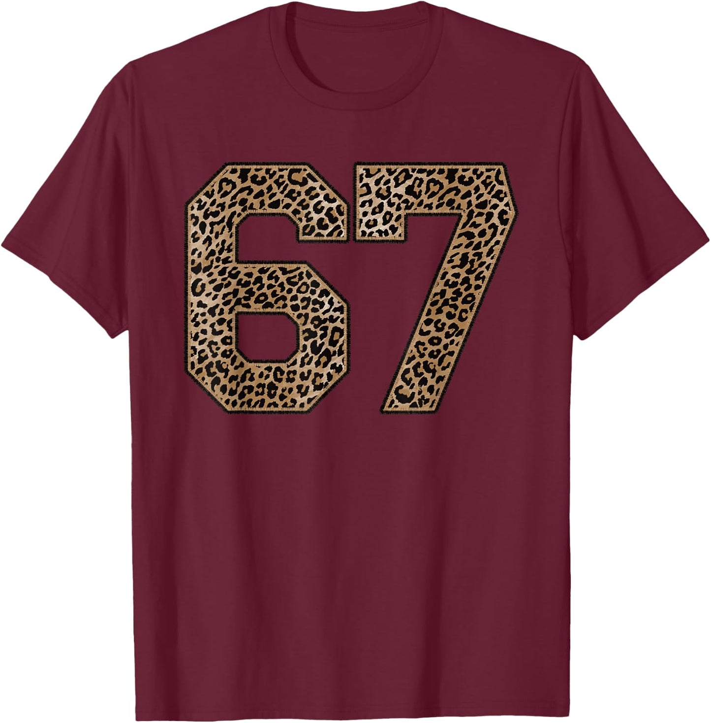 Leopard Number 67 Athlete Sports Jersey Supporter Fanwear T-Shirt - T-Shirt | Maroon