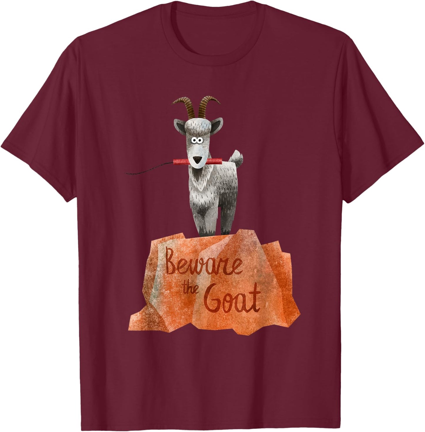 Beware the Goat on that big thunder mountain railroad T-Shirt - T-Shirt | Maroon