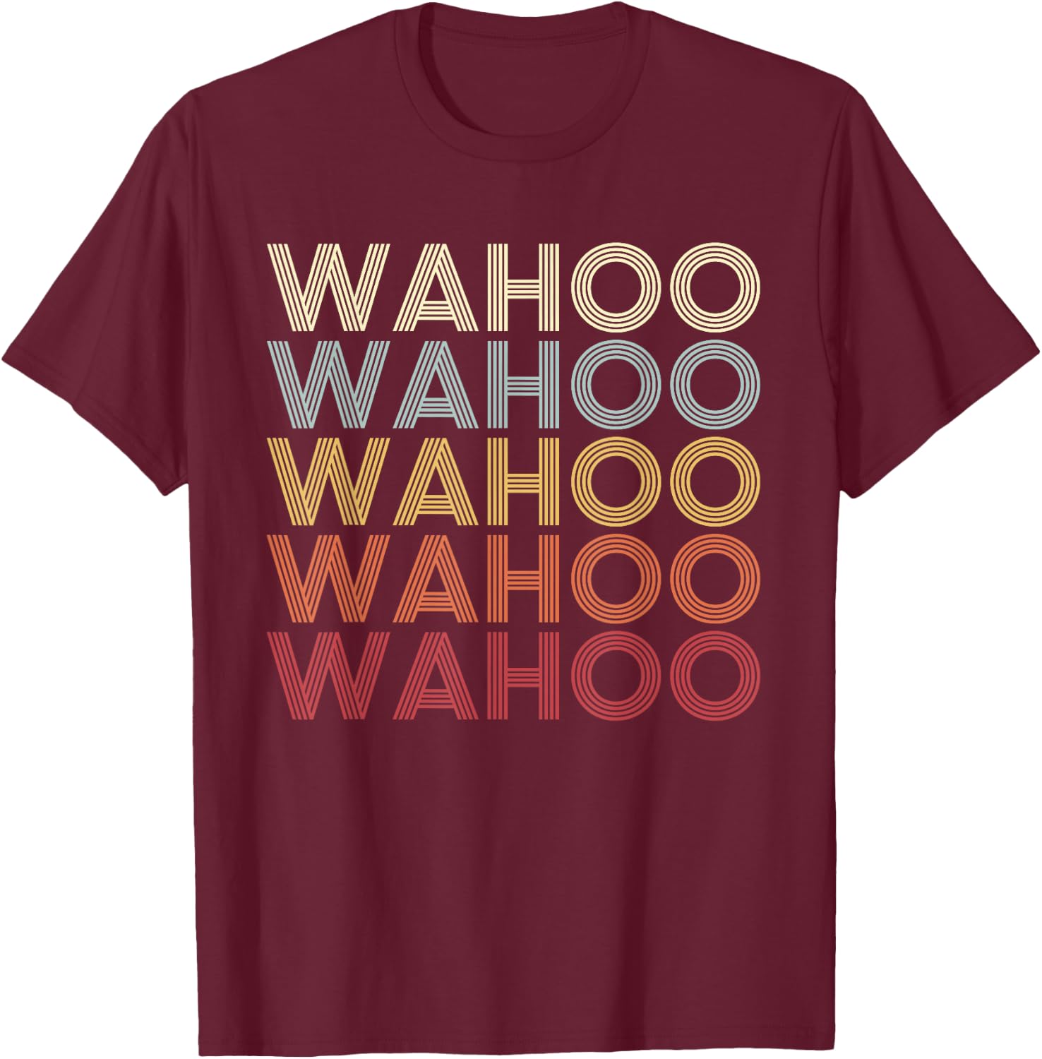 Wahoo Nebraska Wahoo NE Retro Vintage Text T-Shirt - T-Shirt | Maroon