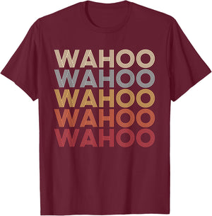 Wahoo Nebraska Wahoo NE Retro Vintage Text T-Shirt - T-Shirt | Maroon