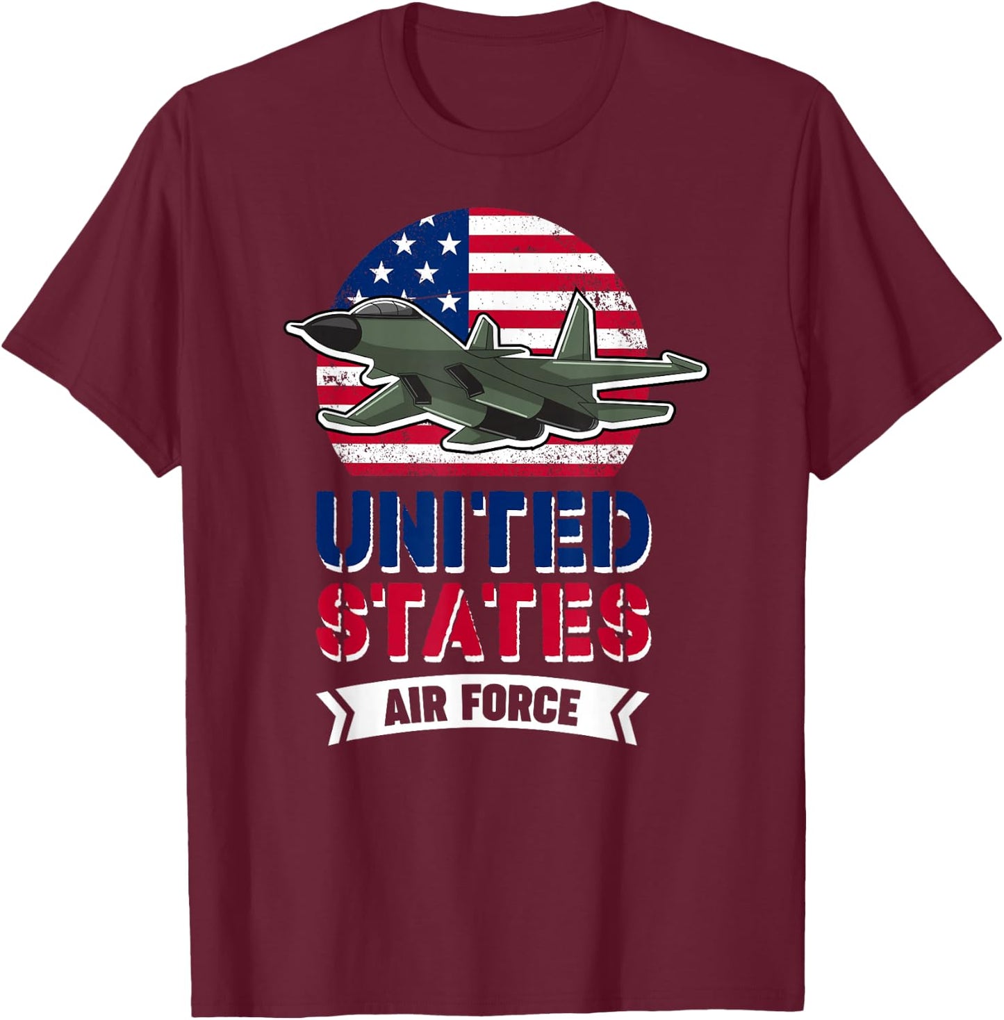 United States Air Force | US American Flag | Plane Fighter T-Shirt - T-Shirt | Maroon