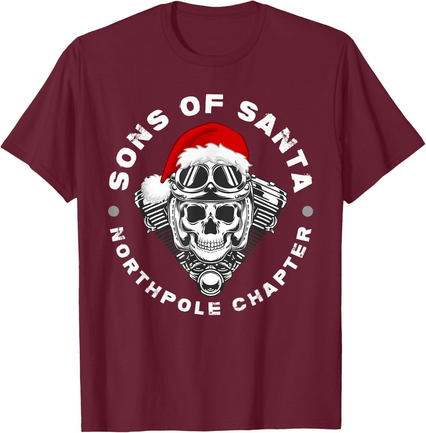 Funny Santa Biker Motorcycle Xmas Christmas 2025 T-Shirt - T-Shirt | Maroon