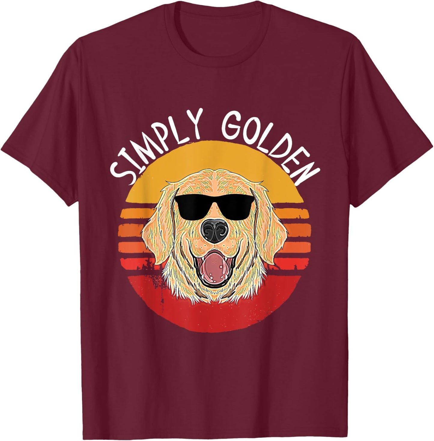Retro White English Cream Golden Retriever Simply Golden T-Shirt - T-Shirt | Maroon