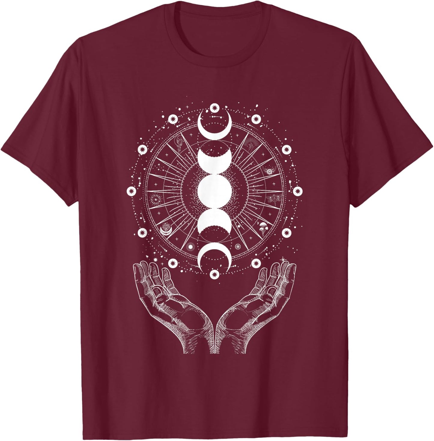 Celestial Moon Phases Astrology Enchantment T-Shirt - T-Shirt | Maroon