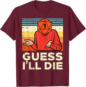 Rpg Gamer 1 Guess Ill Die Retro Men Boys Kids Youth T-Shirt - T-Shirt | Maroon
