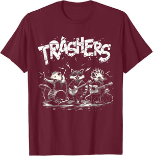 Trashers Shirt - Funny Raccoon Music Band Electric Acoustic T-Shirt - T-Shirt | Maroon