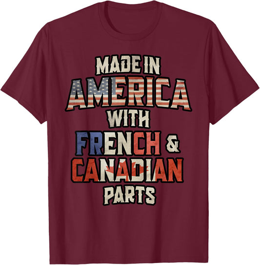 Canadian And French Made In America Mix Heritage Vintage T-Shirt - T-Shirt | Maroon