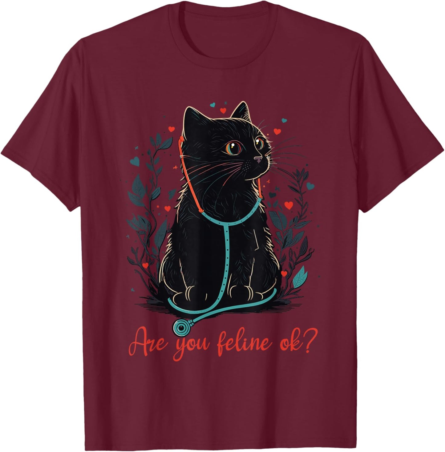 Retro Cat Nurse Gifts Nurse Week Gifts Funny Nurse T-Shirt - T-Shirt | Maroon