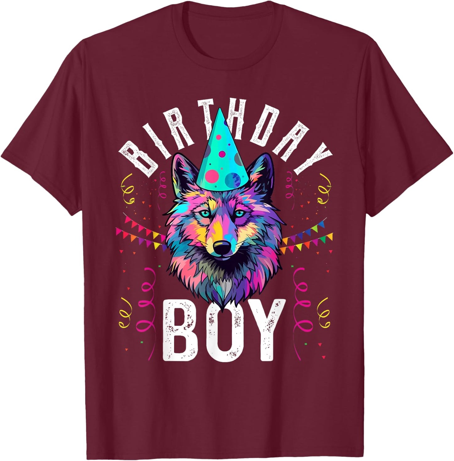 Birthday Boy WOLF Shirt Cute WOLF T Shirt for Birthday Wolve T-Shirt - T-Shirt | Maroon