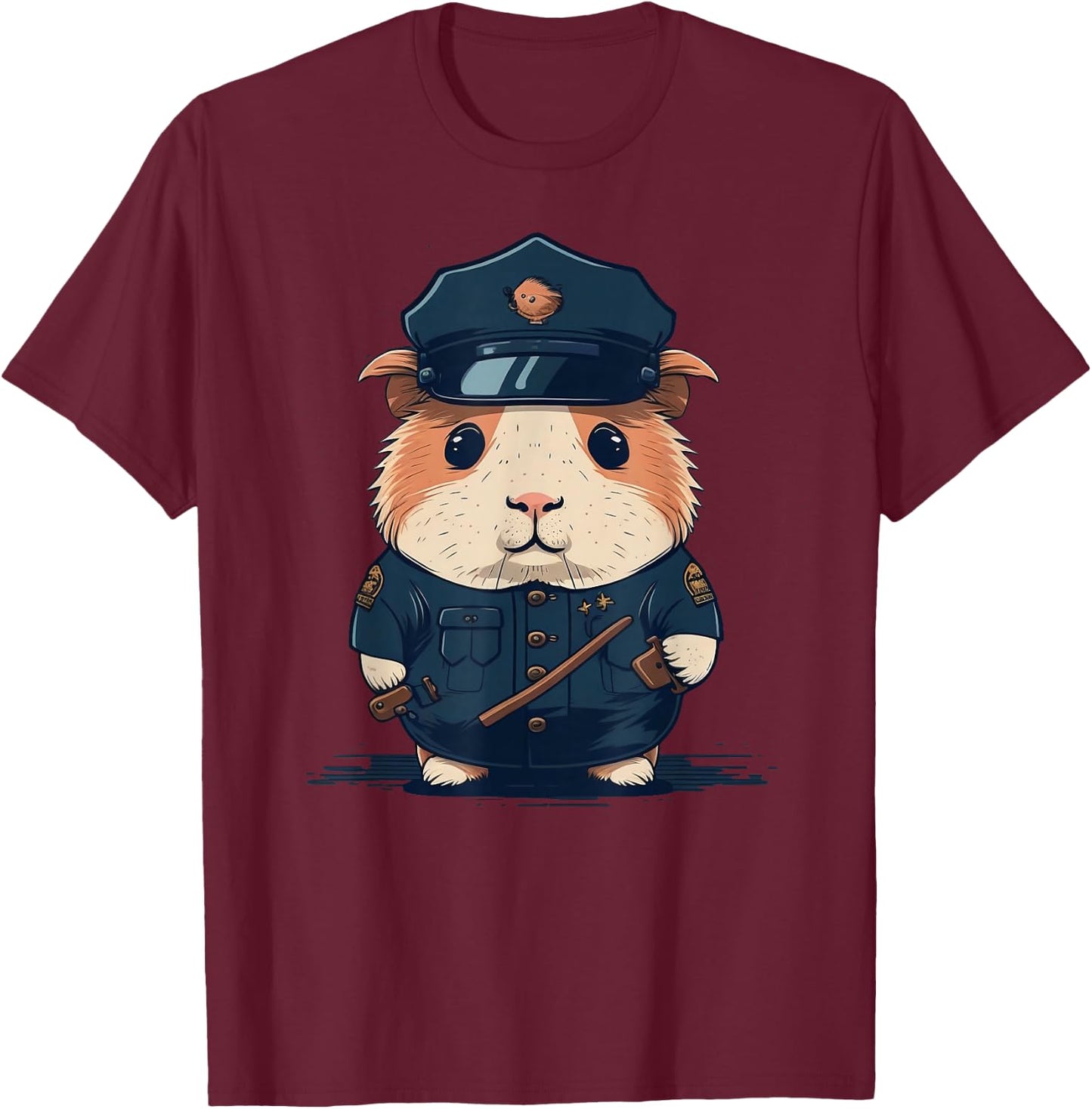 Police Officer Guinea Pig Cop on Police Guinea Pig T-Shirt - T-Shirt | Maroon