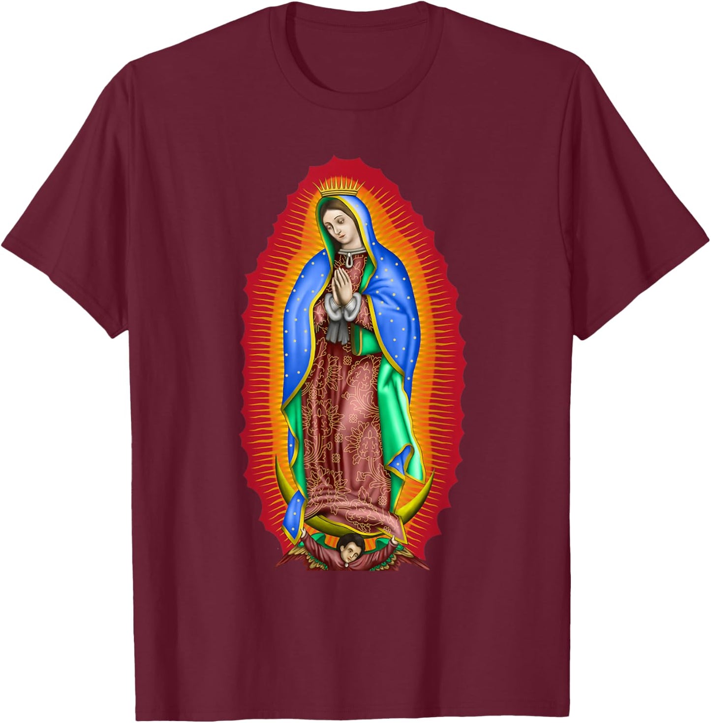 Virgen de Guadalupe Our Lady of Guadalupe Catholic Mary T-Shirt - T-Shirt | Maroon