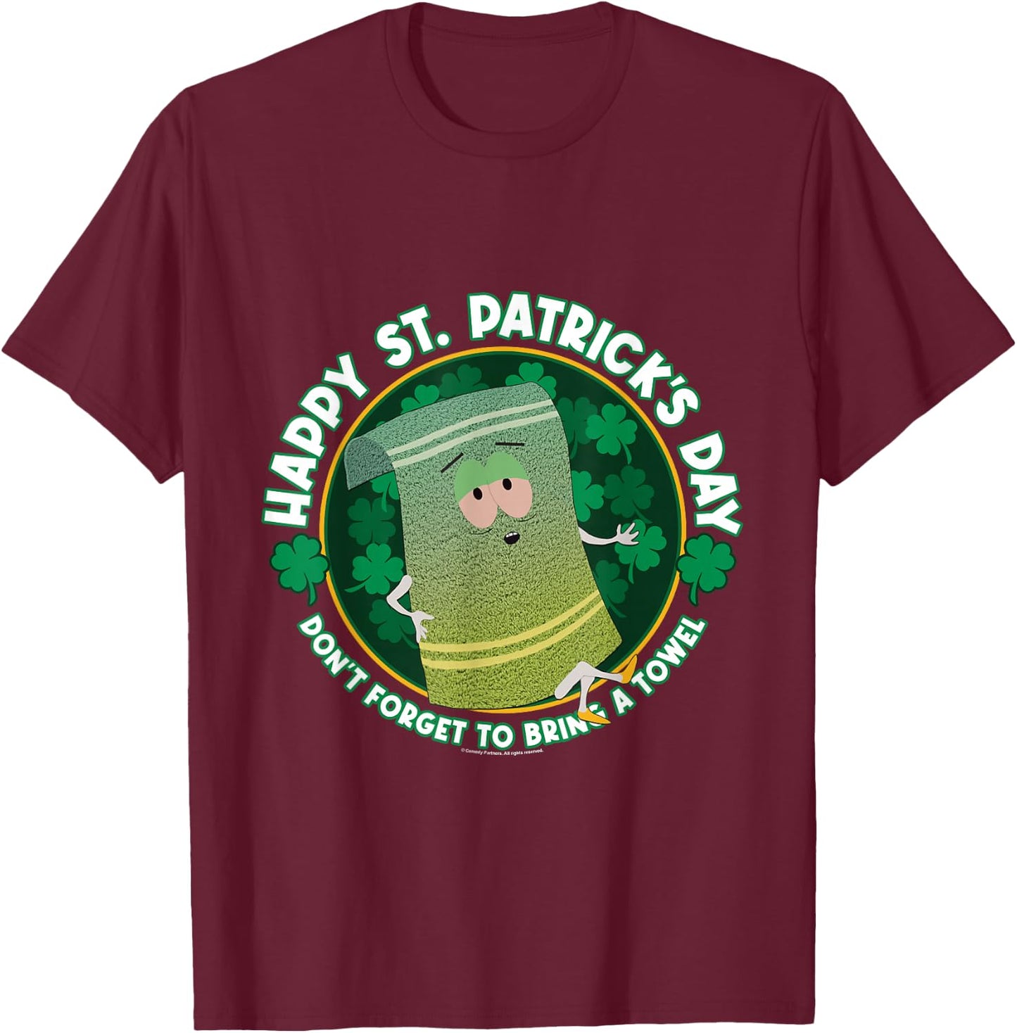 South Park St. Patrick's Day Towelie T-Shirt - T-Shirt | Maroon