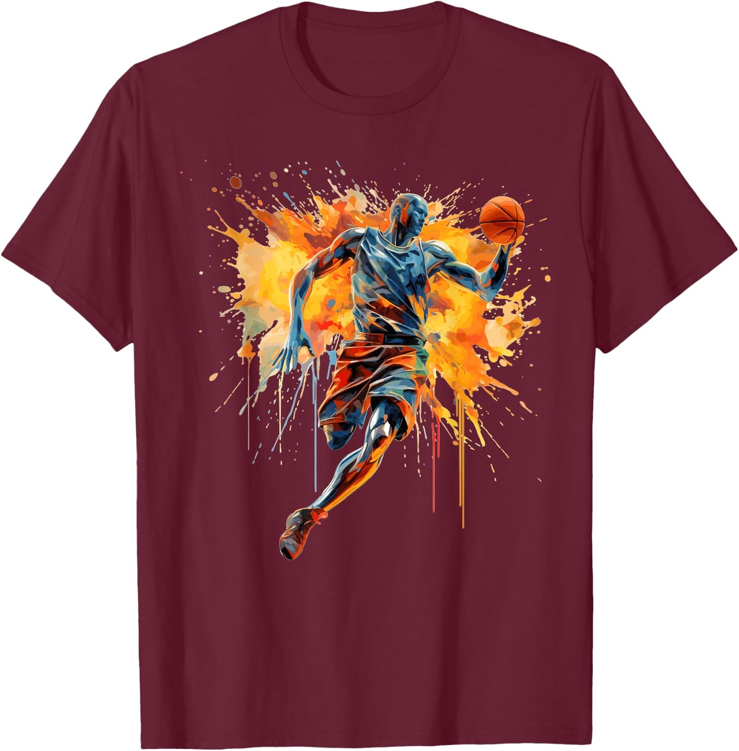 Basketball player paint splash T-Shirt - T-Shirt | Maroon