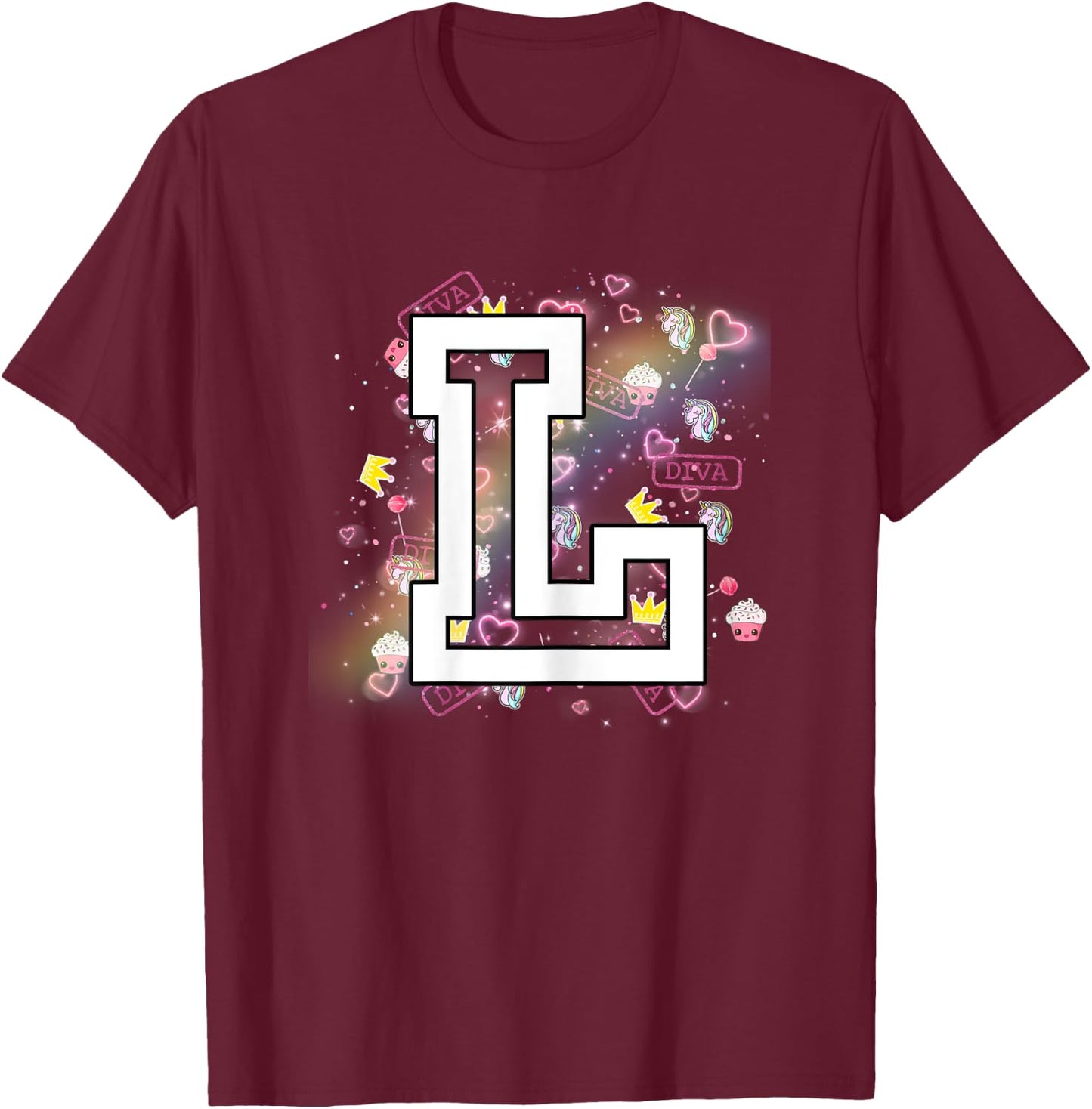 Kids Letter L Clothing For a Girl Who's Name Starts With L T-Shirt - T-Shirt | Maroon
