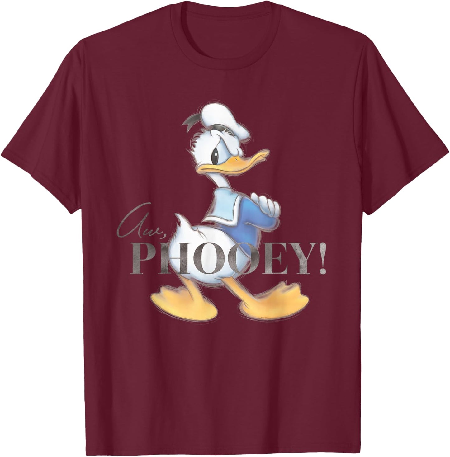 Disney 100 Anniversary Donald Duck D100 Quote Aw Phooey Small T-Shirt - T-Shirt | Maroon